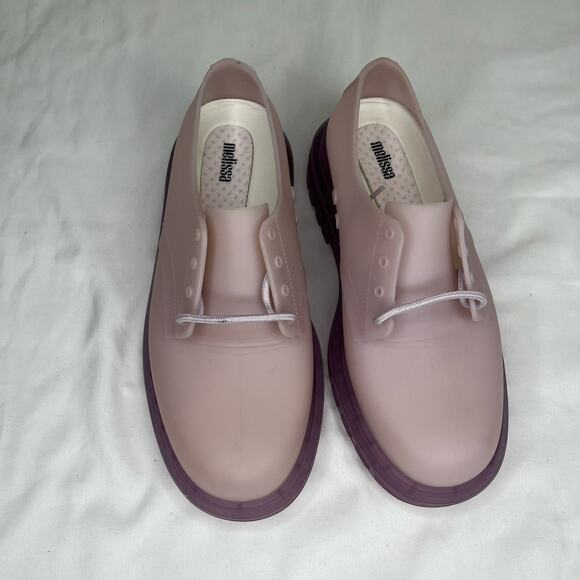 Melissa Pink Lace Up Vegan Shoes Size 9 NWOB Made in Brazil Waterproof, unique - Picture 1 of 10